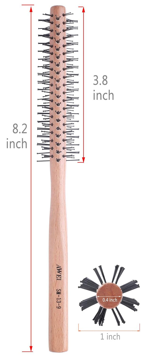 Small Round Brush for Short Hair, 1 Inch Mini Quiff Roller for Women and Men, Best for Styling, Lifting, Curling - Off