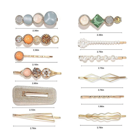 Mehayi 20 PCS Macaron Pearls Hair Clips, Handmade Cute Hair Barrettes, Elegant Gold Hair Accessories for Women Girls