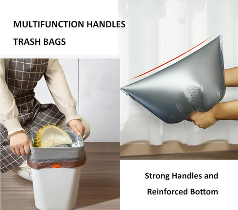 60 Count Small Drawstring Trash Bags, 4 Gallon Tear-Free Gray, Unscented for Bathroom, Kitchen