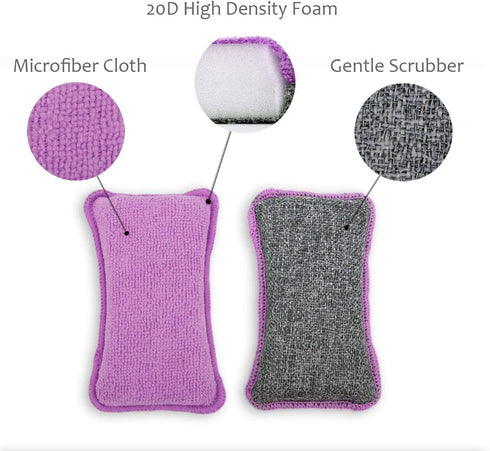 UPSTAR Kitchen Sponges - Microfiber Cleaning Scrubber, Non-Scratch Scrubbies for Dishwashing and Bathroom, Size L Pack