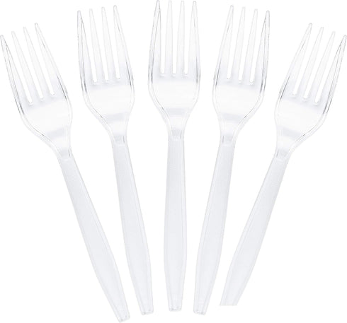 Plasticpro Clear Plastic Forks Disposable Cutlery Utensils, 50 Count