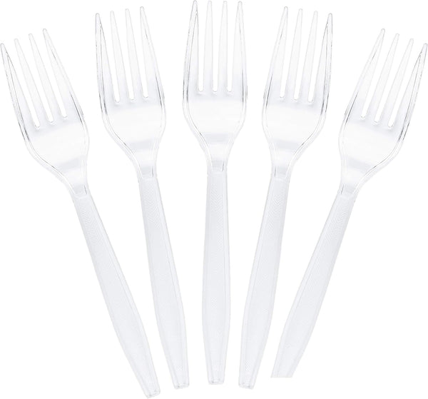 Plasticpro Clear Plastic Forks Disposable Cutlery Utensils, 50 Count