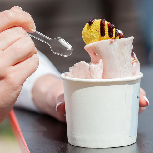 500 Pcs Disposable Clear Plastic Mini Spoons, 3 Inch Tasting Spoons for Crafts, Sampling, Ice Cream