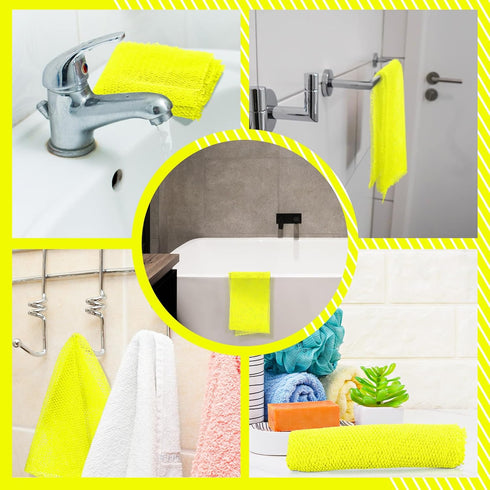 Geiserailie African Long Bathing Net Sponge - Luminous Yellow Long Net Shower Body Scrubber for Daily Use