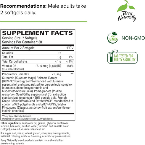 Terry Naturally Healthy PSA Levels - 60 Softgels for Prostate Health - Non-GMO, Gluten Free