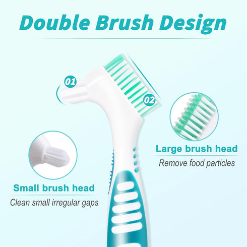 6 Pcs Denture Brush Set for False Teeth, Double Sided Design Denture Cleaning Brush with Soft Bristles, 4 Colors