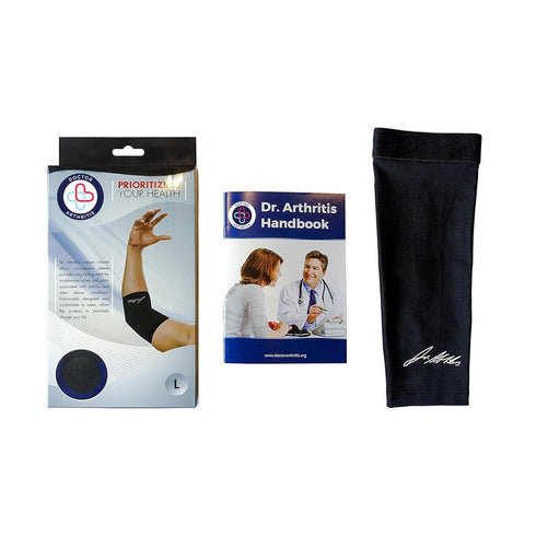 Dr. Arthritis Copper Elbow Brace & Support Sleeve, Doctor Developed Handbook, Relief for Tennis Elbow (Large)