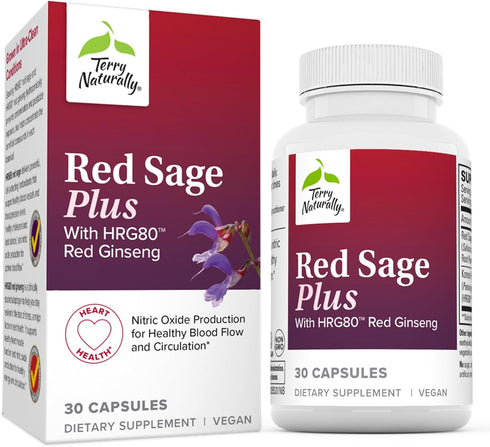 Terry Naturally Red Sage Plus | Nitric Oxide Production for Healthy Blood Flow & Circulation