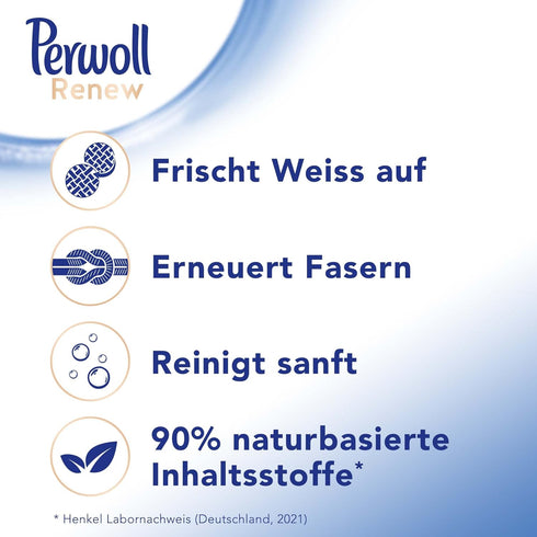Perwoll Renew White Liquid Detergent, 25 Washes, Strengthens Fibers and Improves Color Intensity