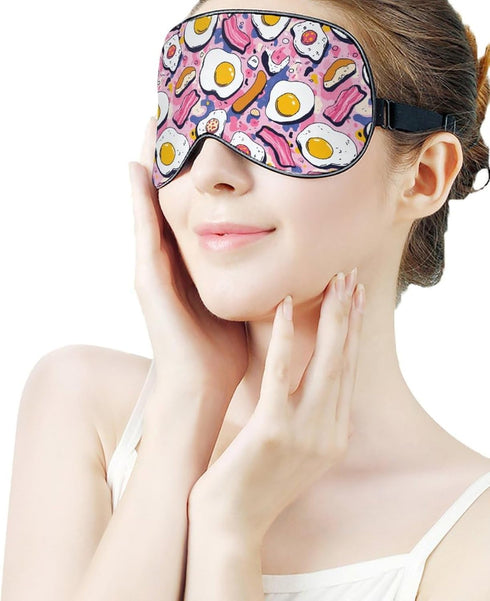 Sleep Mask,Fried Eggs Bacon Sausage Eye Masks with Adjustable Strap for Sleeping,Block Light Eye Sleep Shade Cover