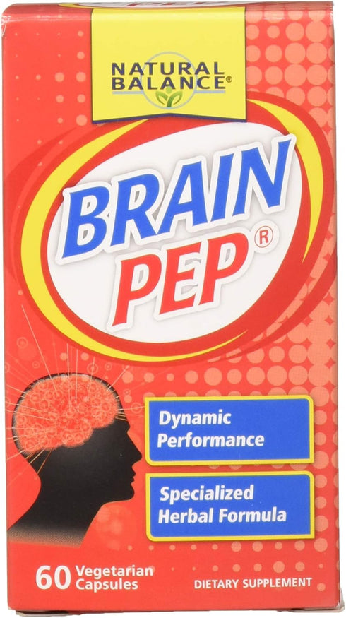 Natural Balance Brain Pep | Brain Function Supplement with Ginkgo Biloba, Kola Nut | 60 Capsules for Improved Memory,