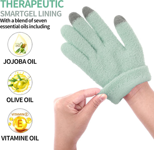 SPA Gloves for Dry Hands, Overnight Moisturizing Touch Screen Gloves for Women & Men, Reusable Cotton