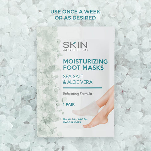 Sea Salt & Aloe Foot Masks | Moisturizing Socks for Tired, Dry Feet | Exfoliating Korean Skin Care - 3 Pairs