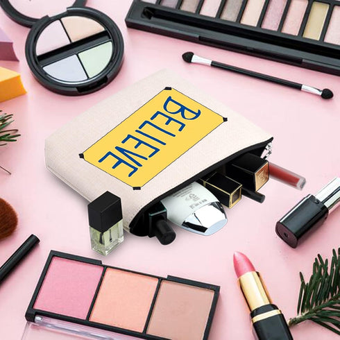 TOBGBE Believe Makeup Bag, Funny Gift for Women, TV Show Merchandise, Soccer Football Lover Travel Case