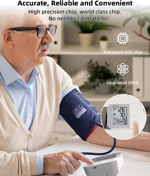 Blood Pressure Monitor for Home Use, AILE 111 Blood Pressure Machine, Adjustable Cuff, Voice Broadcast, Accurate Monitor