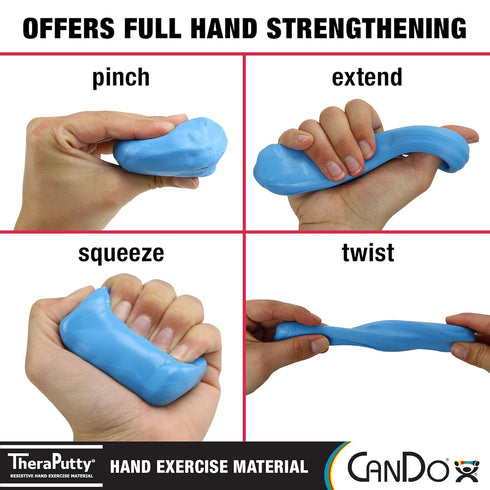 CanDo TheraPutty Standard 4oz Blue Firm Hand Exercise Putty for Rehabilitation and Strengthening