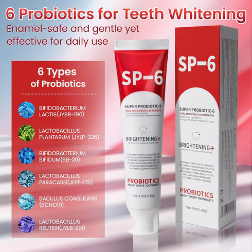 SP-6 SP-6 6 4.9oz, 3Pack Probiotic Whitening Toothpaste, Probiotic Toothpaste, Enhanced Formula with Probiotics