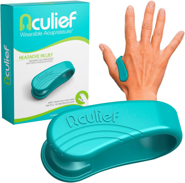 Aculief Wearable Natural Acupressure Migraine Relief Clip - Regular Teal - Drug-Free Headache & Tension Relief