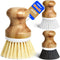 Holikme Bamboo Palm Brush Dish Brushes Vegetable Scrubber Round Natural Scrub Brush