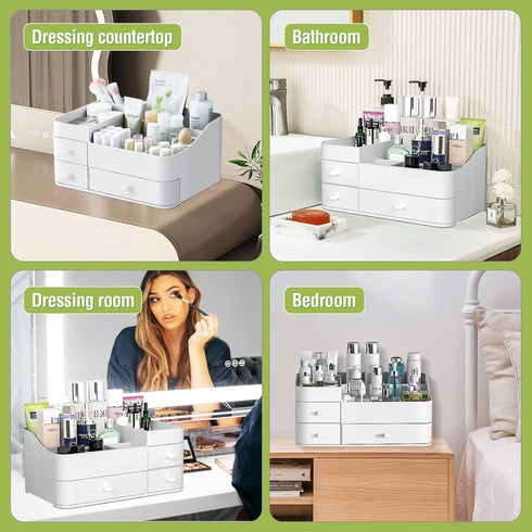 Makeup Organizer for Vanity, Large Capacity with Drawers, Skin Care Organizer, Cosmetic Display Cases for Countertop