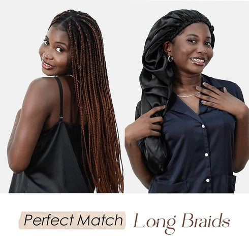 YANIBEST Long Bonnet Braid Bonnet for Sleeping, Adjustable Satin Silk Sleep Bonnet for Women Locs
