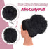 rosmile Afro Puff Clip On Synthetic Ponytail Extension for Black Women, 80g 1B# Short Kinky Bun