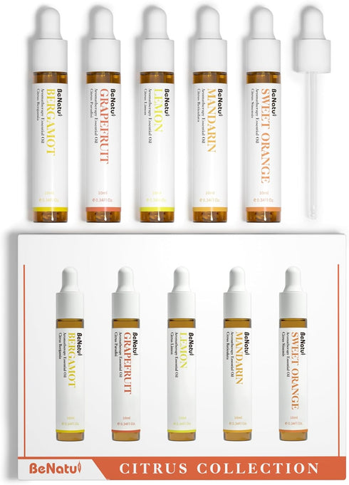 Set 5 Packs Citrus Essential Oil for Diffuser, Natural Fruity Fragrance Blends Gift for Home, Fresh Scent Aromatherapy