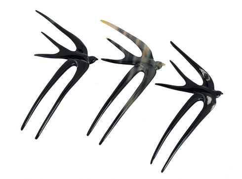 Marycrafts Handmade Buffalo Horn Swallow Bird Hair Fork Hair Sticks Accessories (Style 2)