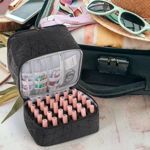 Nail Polish Storage Organizer, Double Layer Gel Nail Polish Bag for 30 Bottles, Travel Case for Manicure Supplies