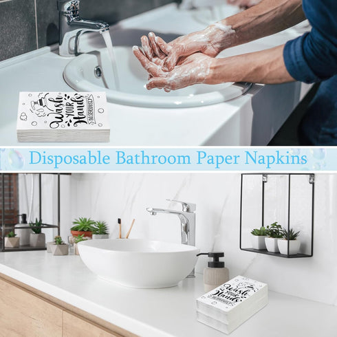 200 Pack Disposable Bathroom Paper Napkins, Decorative Hand Towels for Parties and Events