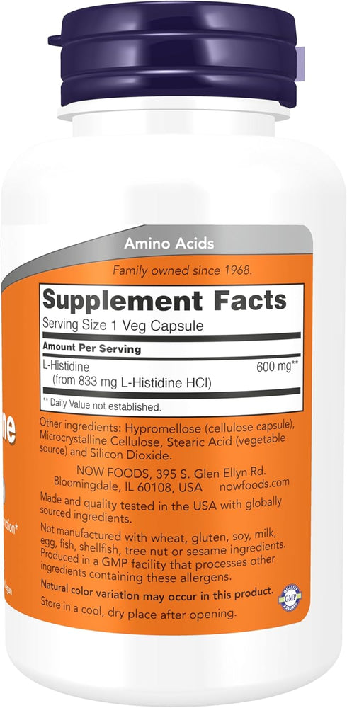 NOW L-Histidine 600 mg - 60 Veg Capsules