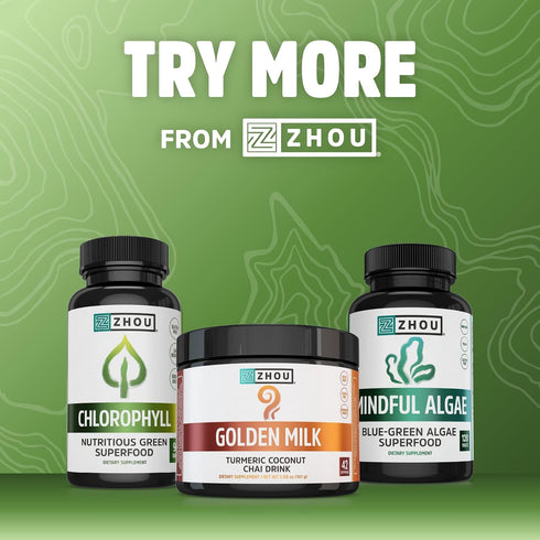 Zhou Nutrition Total Greens - Mega Superfood Tablets, Fiber and Antioxidants, Vitamin A, Spirulina, 120 Tablets