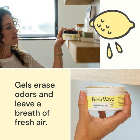 Fresh Wave Lemon Odor Removing Gel, 7 oz, Pack of 3, Natural Plant-Based Odor Eliminator