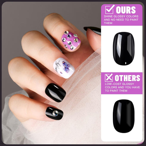 Teenitor 24 Pack Short Press On Nails – 576 Pcs Round, Matte, Glossy Fake Nails with Nail Glue