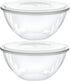 PLASTICPRO Disposable 48 Ounce Round Crystal Clear Plastic Serving Bowls with Lids, Snack or Salad Bowl, Pack of 4