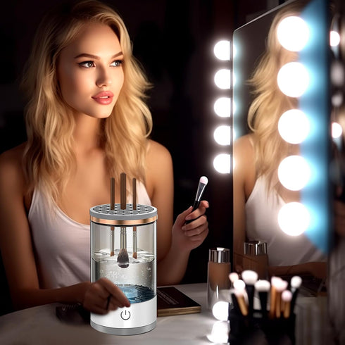 Electric Makeup Brush Cleaner Machine, Premium Automatic Spinning Tool for All Size Makeup Brushes