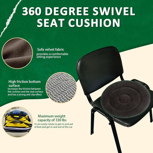 360 Degree Swivel Seat Cushion for Car or Chair,Rotating Seat Cushion Pivot Disc Pad for Elderly,Swivel Car Seat Chair