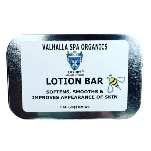 Lotion Bar with Organic Body Butters, Improves Wrinkles, Scars, Tattoos, Honey Bee Propolis, Valhalla Spa Organics 1 oz