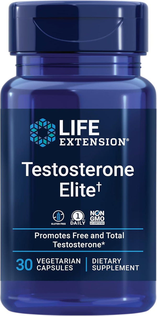 Life Extension Testosterone Elite Supplement for Men - 30 Capsules with Luteolin, Pomegranate, Cacao Seed Extract
