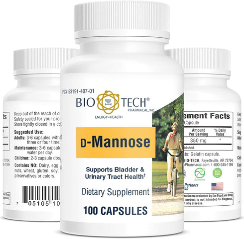 Bio-Tech Pharmacal D-Mannose, 100 Count, Supports Bladder and Urinary Tract Health