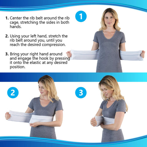 NYOrtho Rib Brace for Women, Chest Compression Wrap for Ribs, Fits 45"-60", Made in USA