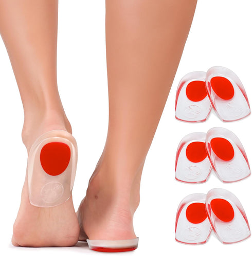 Gel Heel Pads for Shoes, Plantar Fasciitis Cups for Pain Relief, Silicone Cushions, Protector Insoles, 3 Pairs (S/M)
