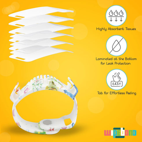 Wipeband 6-Layer Nose Wipes | Kids Wearable Bracelet with Built-in Nose Tissues | Soft Laminated Tissues | Convenient