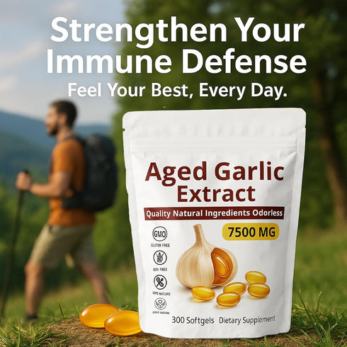 YLOTRE 7500mg Immune 300 (1) Elare Aged Garlic Extract, Organic Garlic Capsules Supplement, Potent Heart & Support