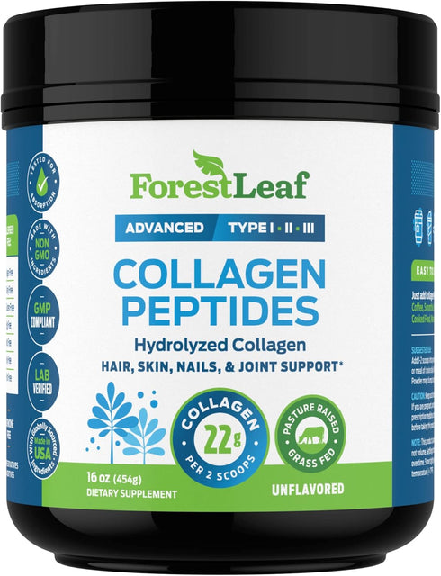 Collagen Peptides Powder Unflavored, Hydrolyzed Collagen Protein Powder for Hair, Skin, Nails & Joints, 11g Per Serving