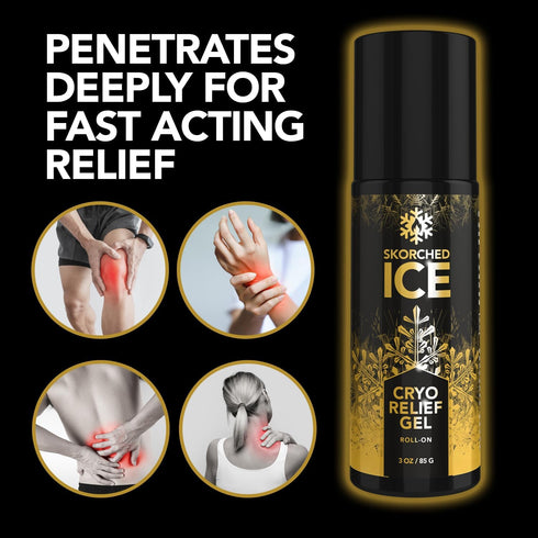 Pain Relief Cryotherapy Roll-on Gel for Joint Pain, Muscle Soreness, Arthritis, with Natural Essential Oils