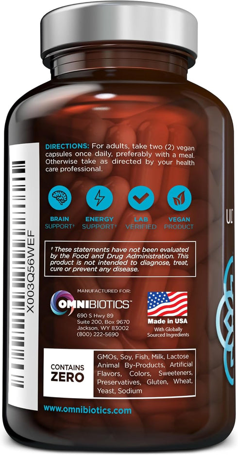 OmniBiotics Ultimate Daily Multivitamin for Women & Men, 120 Vegan Capsules with 34 Essential Ingredients