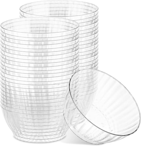 PLASTICPRO 50 Pack Small Plastic Bowls, Elegant Clear 6 oz Bowls for Parties and Occasions