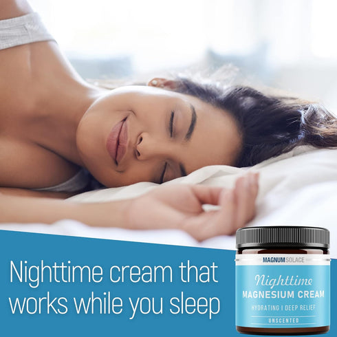 Magnum Solace Magnesium Lotion Nighttime Magnesium Cream Apply to Legs, Arms or Chest - Topical Magnesium Chloride USA