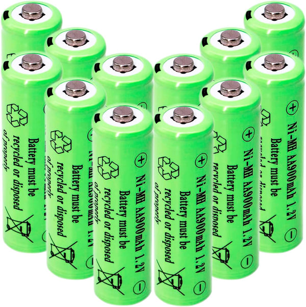 12 Pack 1.2V AA NIMH 900mAh Rechargeable Batteries for Solar Lights, String Lights, Mouse, Keyboard
